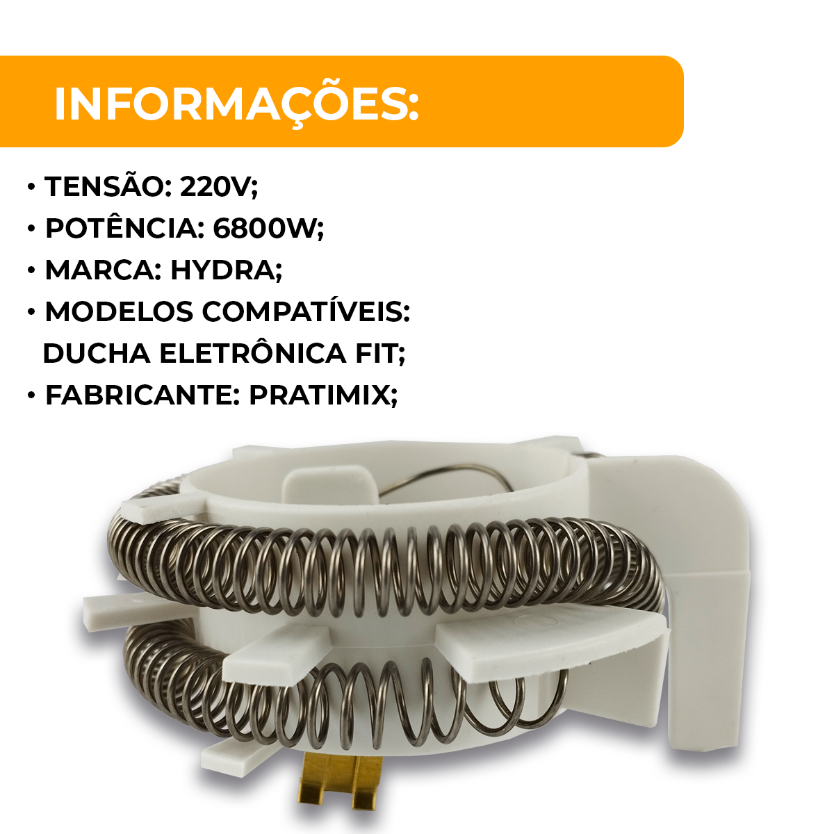 Resistencia Para Chuveiro Fit 220v 6800w Hydra - Único