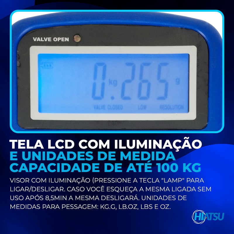 Balança digital programável 100kg com solenoide HIATSU BPH-100S