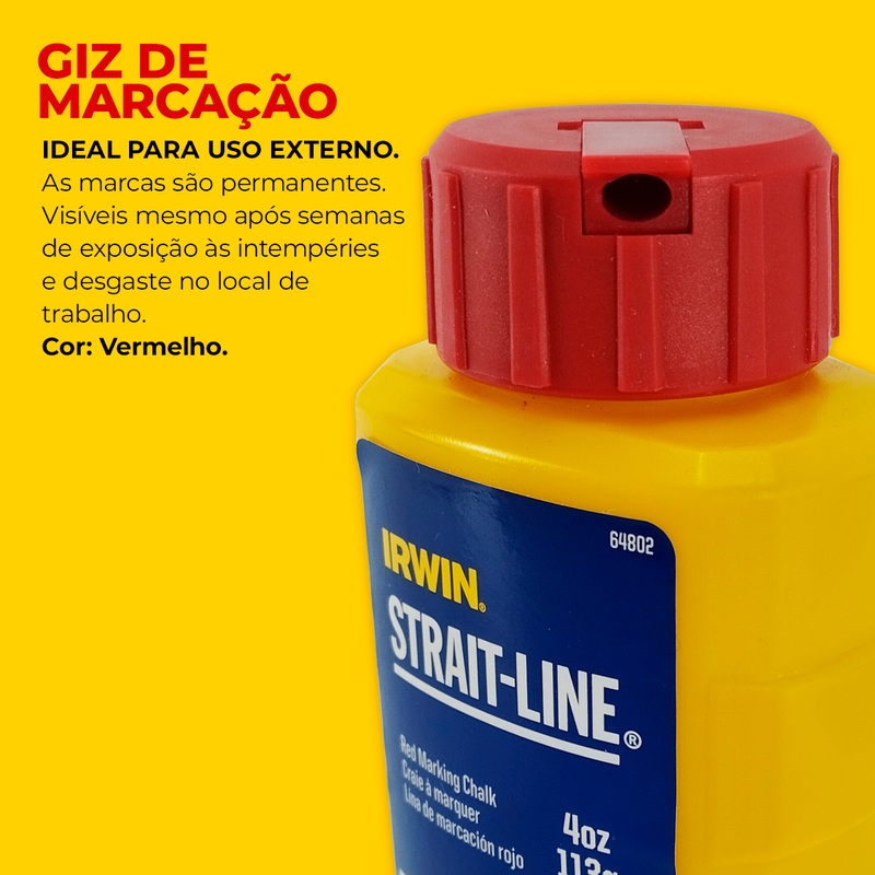 Kit Giz Carretel Linha com Marcador 30m Vermelho - Irwin