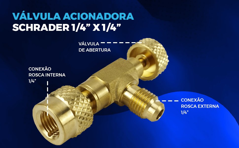 V&aacute;lvula Acionadora Schrader FSVH-1 hiatsu r22 r134a r404a r407a  1/4x1/4