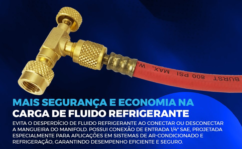 V&aacute;lvula Acionadora Schrader FSVH-1 hiatsu r22 r134a r404a r407a  1/4x1/4  evita desperd&iacute;cio de fluido refrigerante