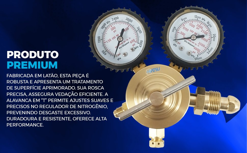 Regulador De Nitrog&ecirc;nio 0-600 PSI / 0-4000 PSI HT-4000 Hiatsu leitura exata da press&atilde;o de entrada e sa&iacute;da Teste de estanqueidade premium