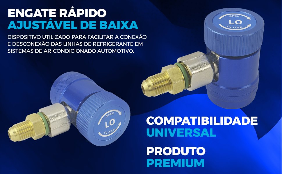 Conector Engate R&aacute;pido de Baixa Press&atilde;o (Low) Automotivo HIATSU QCH-L utilizado para facilitar a conex&atilde;o bot&atilde;o com ranhuras
