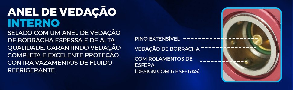 Conector Engate Rápido de Alta Pressão (High) Automotivo HIATSU QCH-H utilizado para facilitar a conexão botão com ranhuras cargas de fluidos