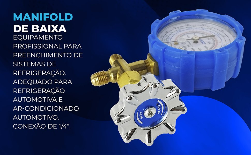 Conjunto Manifold de Baixa Press&atilde;o R134 R404 R407 CT-466H Hiatsu mede a press&atilde;o de gases refrigerantes em sistemas de climatiza&ccedil;&atilde;o e refrigera&ccedil;&atilde;o