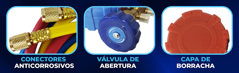 Manifold Premium Gás R22 R32 R134a e R410A com Mangueiras 150cm Adaptadores MPH-332 Hiatsu residencial e automotivo 3 vias ampla compatibilidade