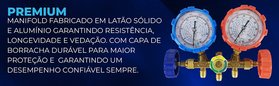 Manifold Premium Gás R22 R32 R134a e R410A com Mangueiras 150cm Adaptadores MPH-332 Hiatsu residencial e automotivo 3 vias ampla compatibilidade