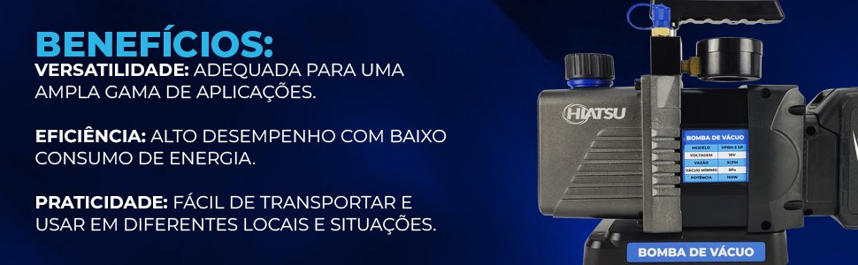 Bomba de Vácuo 3cfm a bateria com Vacuômetro Integrado e Motor Brushless Hiatsu VPBH-3 SP vacuum pump como ferramentas para ar condicionado