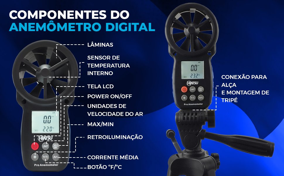 Hiatsu HBT-100 anemometro digital portatil medidor de vento velocidade ar fluxo de ar hvac refrigeracao climatizacao instrumento de medicao