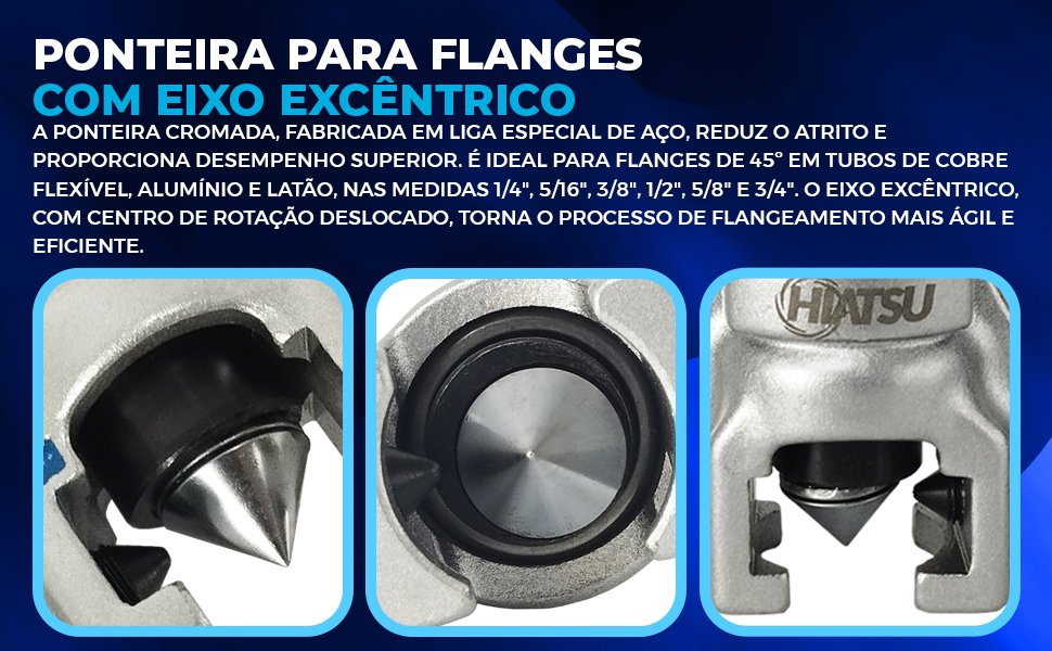 ponteira do Flangeador Exc&ecirc;ntrico Com Catraca 1/4 A 3/4 Hiatsu RCT-N806A-L