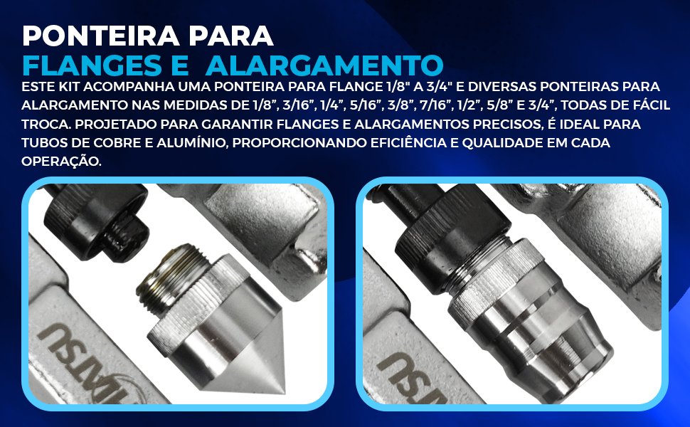 ponteiras do Kit Flangeador de Tubos com Alargador 3/16 - 3/4 Hiatsu CT-275