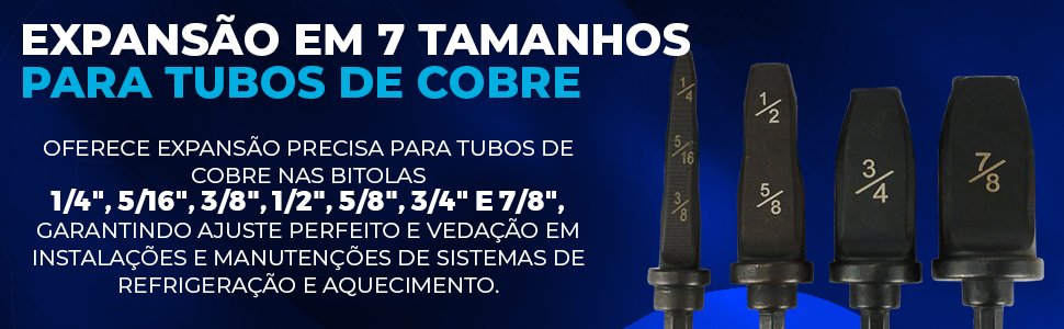 tamanhos da Broca alargadora expans&atilde;o Hiatsu CT-900S-A de tubo de cobre e alum&iacute;nio com 4 pe&ccedil;as