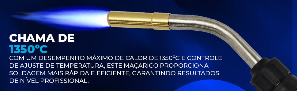 pot&ecirc;ncia da chama do Ma&ccedil;arico Turbo Hand Torch com Acendimento Autom&aacute;tico HIATSU JH-6ST Ponretira 360&deg;