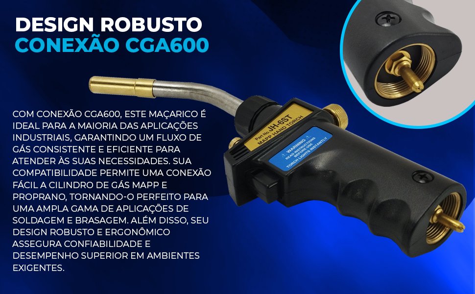 conex&ccedil;&atilde;o cga600 da chama do Ma&ccedil;arico Turbo Hand Torch com Acendimento Autom&aacute;tico HIATSU JH-6ST Ponretira 360&deg;