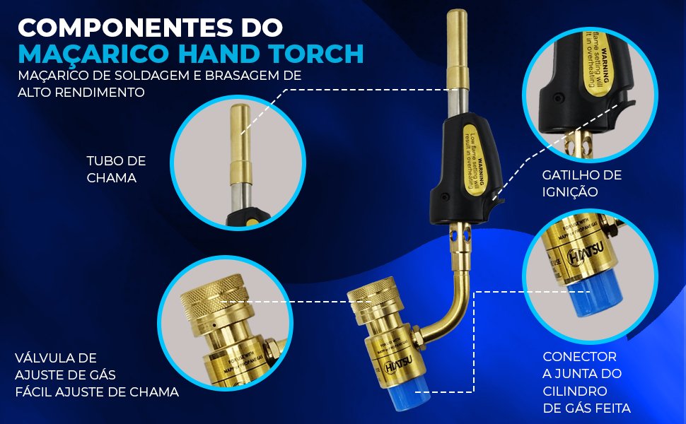 componentes do Maçarico Portátil Automático Hand Torch HIATSU JH-1ST