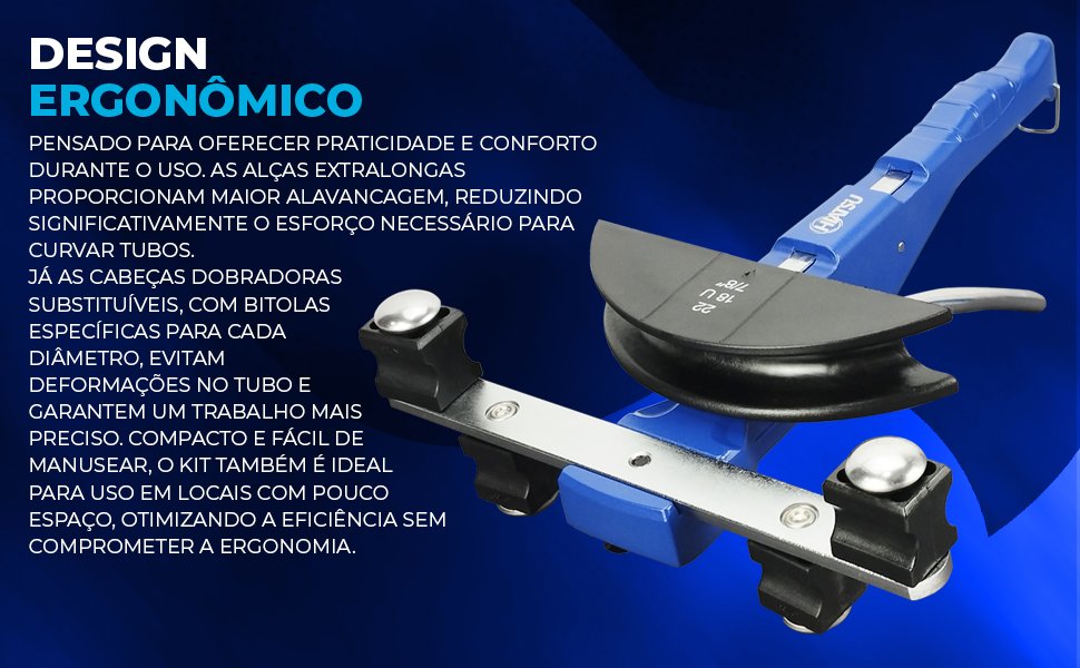 Kit Curvador De Tubos um quarto a sete oitavos com Cortador e Escareador HIATSU CT-999 7 castanhas emborrachadas para cobre e alum&iacute;nio