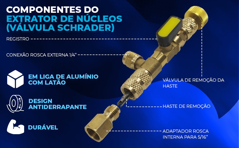 Extrator de N&uacute;cleos V&aacute;lvula Schrader Hiatsu HSV-3 para Ar-Condicionado e Refrigera&ccedil;&atilde;o