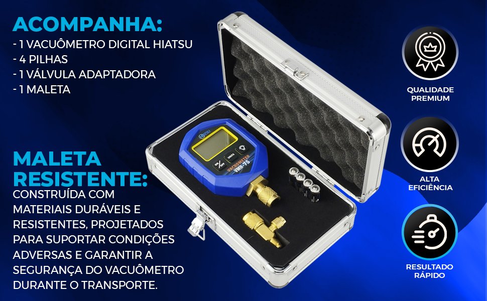 Vacuômetro Digital Hiatsu Com Maleta VMH-75