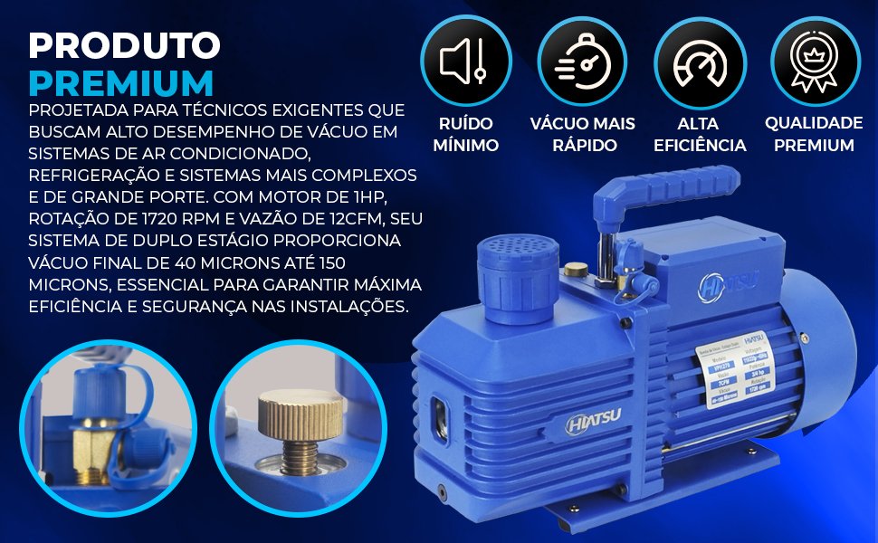 Bomba de Vácuo 7 Cfm Duplo Estagio Bivolt 110v 220v HIATSU VPH270 1720rpm ferramenta de refrigeração premium profissional vacuum pump 5314.1
