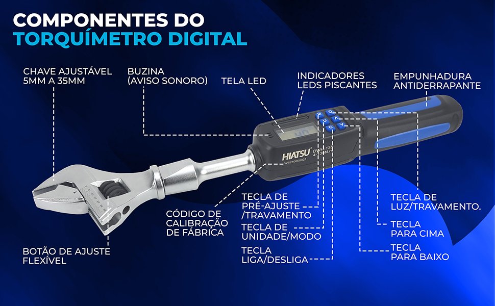 Componentes do torquimetro digital hiatsu