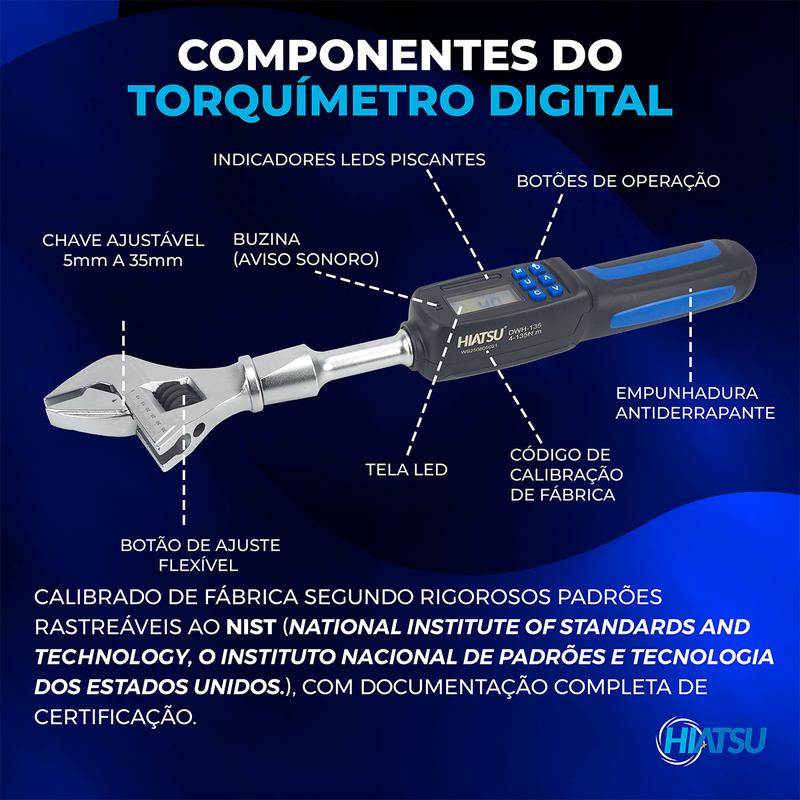 Chave de torque digital precisa Hiatsu DWH-135
