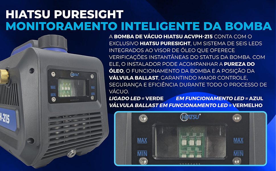 Hiatsu puresight Bomba de V&aacute;cuo com resfriamento a ar 15CFM Est&aacute;gio Duplo Hiatsu ACVPH-215