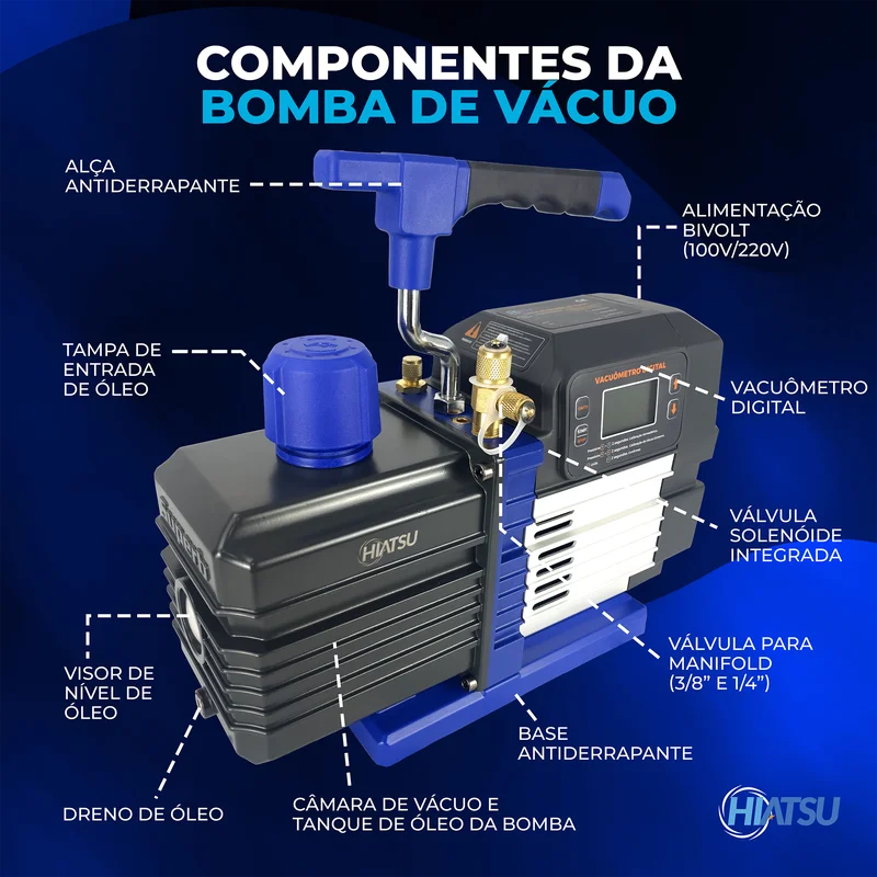 Bomba De Vácuo Inteligente 10,5 Cfm Duplo Estágio Bivolt - Hiatsu